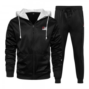 Mens full zip colorblock hoodies sweatsuits drawstring fleece running tracksuits 2pcs sportswear