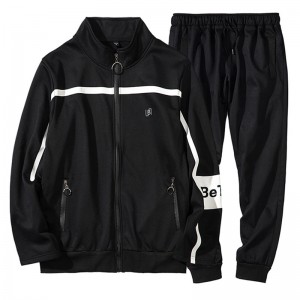 Mens long sleeve sportswear set colorblock printed jackets sweatsuits jogger pants tracksutis