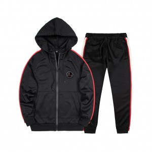 Mens fleece sweatsuits full zip hoodies strappy jogger pants running workout two piece tracksuits