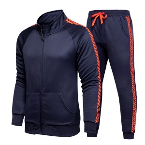 Mens running sweatsuits full zip up jackets printed drawstring jogger sweatpants 2 pcs tracksuits