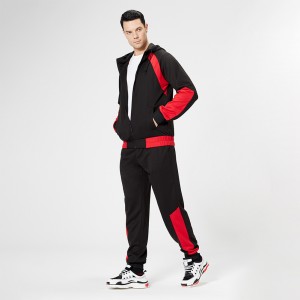 Mens sports tracksuits oversized loose fashion colorblock zip hoodies trackpants 2 pieces sweatsuits