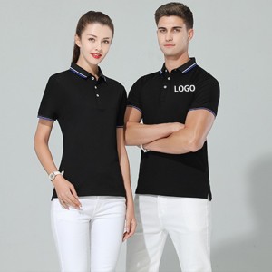 Unisex lapel silk cotton polo shirt school uniform workwear printed embroidery short sleeve tshirt