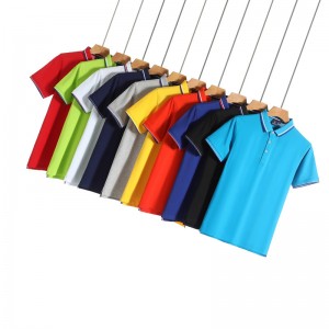 Unisex lapel silk cotton polo shirt school uniform workwear printed embroidery short sleeve tshirt