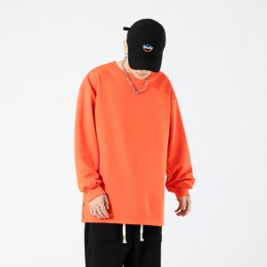 Mens round neck pullover Couple casual top loose unique button side long sleeve Unisex sweatshirts