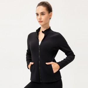 Women rib zip jacket silm fit sportswear running fitness sweatshirts yoga long sleeve workout coat