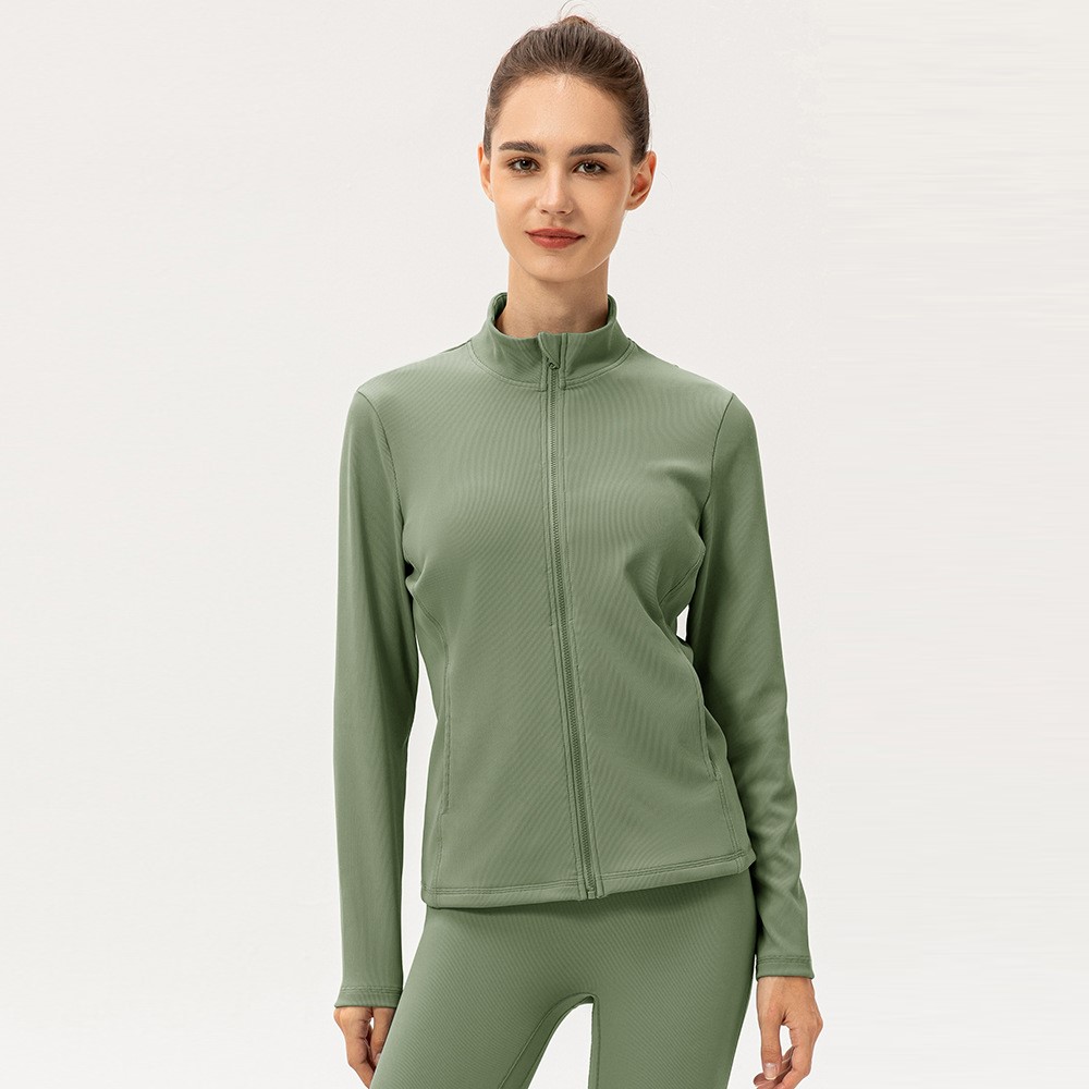 Women Green & White Colorblocked Mandarin Collar Sports T-shirt