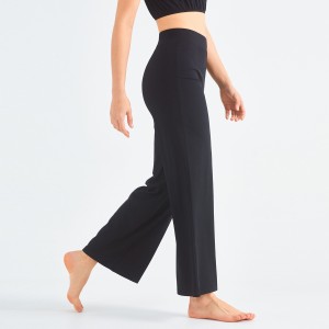 Women rib loose wide leg pants breathable drawstring workout running casual yoga trackpants