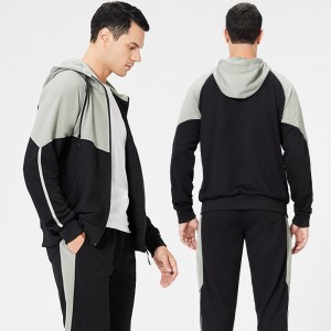 Casual Pants Two Piece Color Blocked Sweater Set Fall Activewear Men Zip Up Hoodie Tracksuits