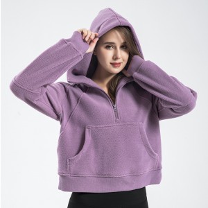 Hoodies | Fashion crop top polar fleece zip hoodies casual sports long sleeve warm sweatshirts