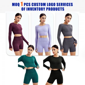 Factory For China 2021 New Arrival Sport Wear Fitness Seamless Activewear Girls Fitness Yoga Wear Long Sleeve Bra Yoga Gym Set