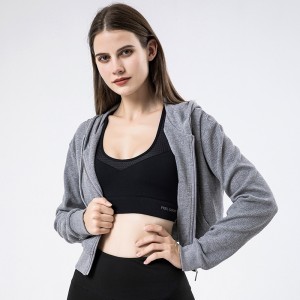 Hoodies | Women active running fitness loose coat fashion zip up crop top sweatshirts hoodies