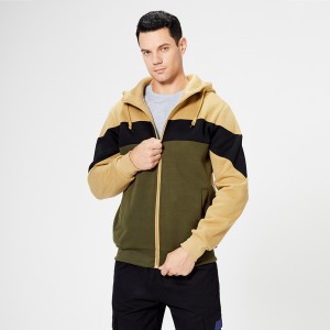 Sports Casual Color Block Zipper Up Custom Oversize OEM Blank Men Sweatshirt Hoodie