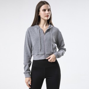 Hoodies | Women active running fitness loose coat fashion zip up crop top sweatshirts hoodies