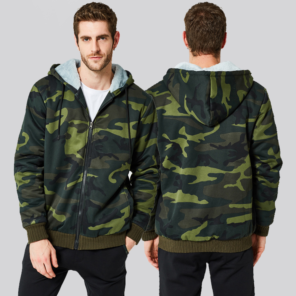 High-Quality CE Certification Sports Bra And Shorts Set Factotries Quotes - Custom amazon hot men camouflage print fashion hoodies with fur lining casual winter full zip up hoodie – Omi