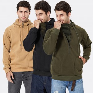 Custom Sweatshirt OEM Logo Men Fashion Solid 1/4 Zip Up Pullover Winter Sweatshirts And Hoodies