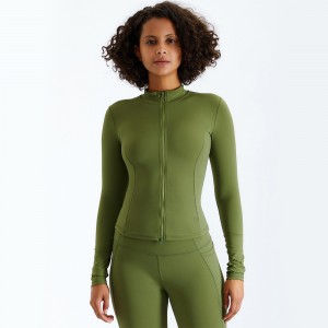 Sweatshirt Top | Women workout zip jacket long sleeve activewear recycled nylon yoga sweatshirt