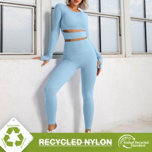 Custom Long Sleeve Crop Top Active Clothing Set Recycled Nylon Sportswear Fitness & Yoga Wear
