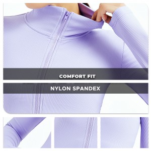 Custom activewear zip sports top side drawstring gym shorts sets fitness long sleeve short yoga set