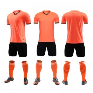 Football suit outdoor training team wear breathable v neck short sleeve t-shirts soccer uniforms