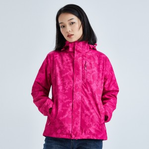 Women printed softshell jacket rainproof warm outdoor climbing coat two piece men travel 3in1 coat