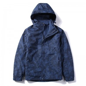 Women printed softshell jacket rainproof warm outdoor climbing coat two piece men travel 3in1 coat