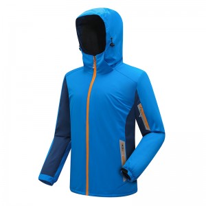 Men softshell zip jacket color block hooded outerwear cycling clmbing outdoor custom workwear coat