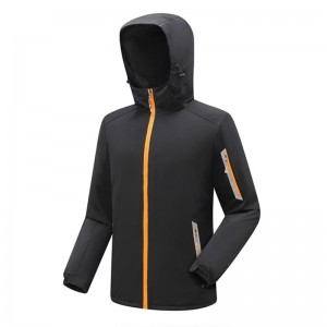 Men softshell zip jacket color block hooded outerwear cycling clmbing outdoor custom workwear coat