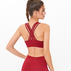 Custom private printing logo high quality breathable nylon spandex fitness yoga cross back sports bra for women