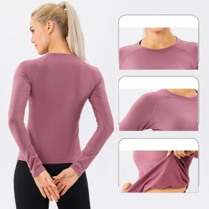 Professional Factory for Custom Women′s Long Sleeve T Shirt Workout Top Tight Yoga Tops Wholesale Gym Sports Sweatshirt