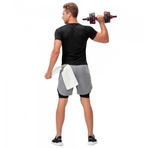 Men fitness shorts quick-dry running training headphone hole sweatpants with pocket inner