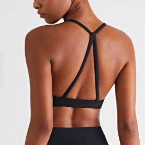 Women halter sports bra u neck triangle straps back fashion sexy workout running underwear