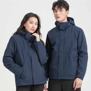 Men outdoor 3 in 1 shoftshell jacket color block rainproof casual two piece outerwear fashion coat