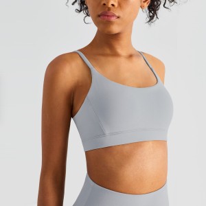 Womens sports bra factory spaghetti straps V back nude feeling workout fitness gym yoga bra