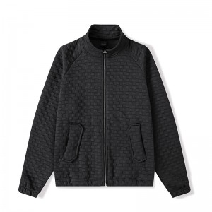 Men waffle full zip jackets winter loose blank stand collar long sleeve sweatshirts outdoor golf jacket