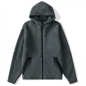 Men polar fleece hooded coat outdoor warm full zip jacket winter hoodies with pocket