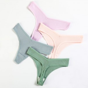 Women rib triangle shorts cotton thong ladies panties butt lifting breathable low waisted underwear