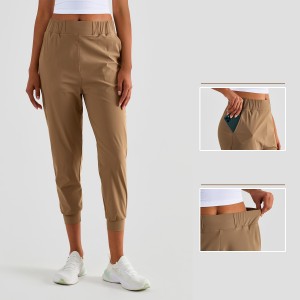 Women loose cropped pants breathable workout outdoor running sweatpants with pockets