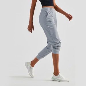 Women loose cropped pants breathable workout outdoor running sweatpants with pockets