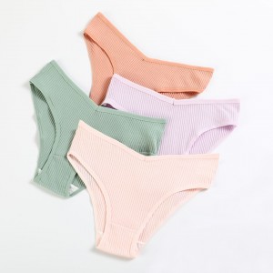 Women underwear cotton rib briefs low waisted butt lift triangle shorts breathable girls ladies panties