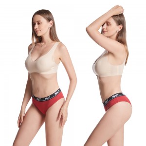 Women cotton underwear custom logo waistband rib briefs butt lift panties breathable triangle shorts