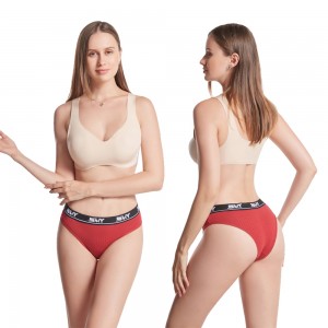 Women cotton underwear custom logo waistband rib briefs butt lift panties breathable triangle shorts