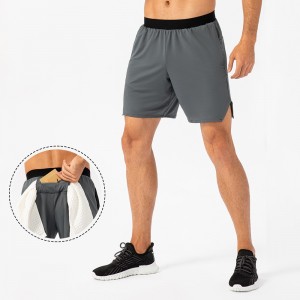Men summer sports shorts quick-dry stretch running train loose back zip pocket gym sweatpants