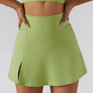 Women yoga skirt breathable running fitness tennis 2 in 1 sports outdoor side split workout skirt