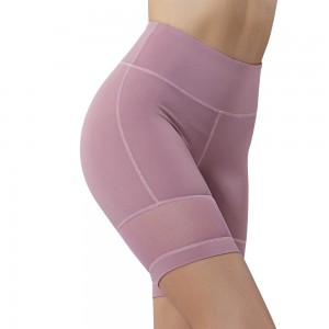 OEM custom high waist yoga pants leggings fitness gym mesh sports shorts for women