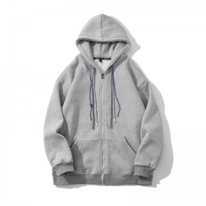 Mens plain zip up hoodies loose casual sports coat classic long sleeve drawstring fashion sweatshirts