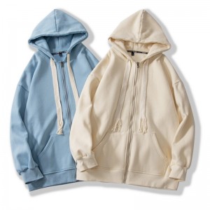 Mens plain coat full zip hoodies fashion casual long sleeve drawstring streetwear hooded sweatshirts