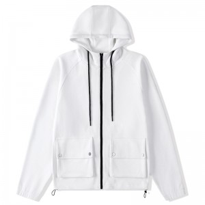 Mens winter hooded loose hoodies zip fashion patch pocket jacket with adjust hem casual coat