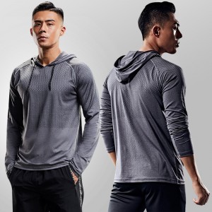Custom plus size mens hoodies & sweatshirts quick dry training long sleeve running fitness sports shirts