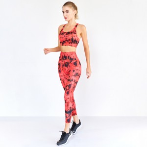 Custom print outdoors fitness wears women cross strap sports bra activewear butt lift high waist leggings yoga wear set