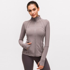 Custom plus size activewear running sports long sleeve gym coat women full zipper yoga jacket